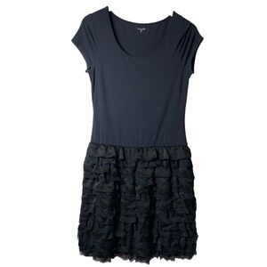 Garnet Hill Black‎ Ruffle Dress
